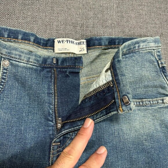 Free People We The Free Daliah Stacked Low Rise Straight Leg Denim Jeans Blue 25 - Picture 10 of 16